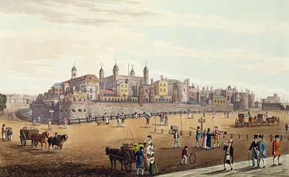 Ansicht des Tower of London und der Münze, veröffentlicht von Colnaghi und Co, 1821