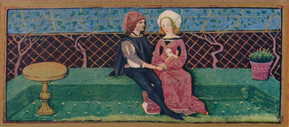 April - Liebende in einem Garten, 15. Jahrhundert