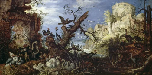 Landschaft mit Vögeln