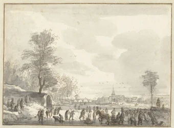 Winterszene mit Schlittschuhläufern