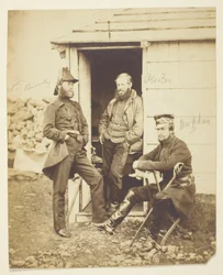 Sir Hy. Fk. Ponsonby (1825-1892), General; Thomas Hook Pearson (1806-1892), General; Fredrick Markham (1805-1855), General; aufgenommen im Feld, Krim