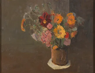 Stillleben (Michaelmas-Gänseblümchen in einem Krug)