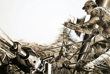 Ölarbeiter auf einer Plattform in der Nordsee