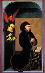 Porträt von Nicolas Rolin (1376-1461), Kanzler von Burgund unter Philipp dem Guten und Gründer des Hôtel-Dieu in Beaune im Jahr 1443, 15. Jahrhundert, Beaune, Musée de l