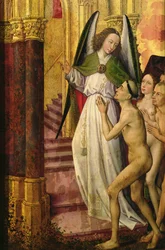 Die Guten werden in den Himmel geführt, Detail aus dem Jüngsten Gericht, ca. 1451 (Detail)