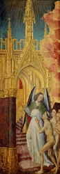 Die Guten werden in den Himmel geführt, Detail aus dem Jüngsten Gericht, ca. 1451