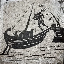 Ein Schiff aus Cagliari kehrt in den Hafen von Ostia zurück