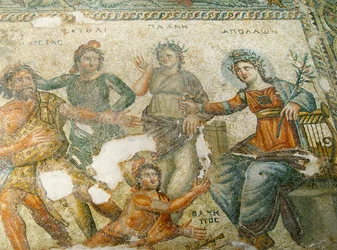 Apollo und Marsyas, Haus des Aion, Paphos, Zypern (Mosaik)
