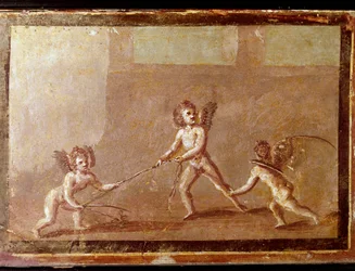Amorinen spielen mit einem Seil (Fresko)