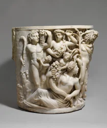 Detail eines Marmorsarkophags mit dem Triumph des Dionysos und den Jahreszeiten, ca. 260-270 n. Chr. (Marmor)
