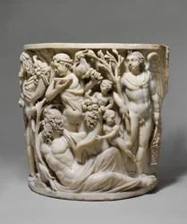 Detail des Marmorsarkophags mit dem Triumph des Dionysos und den Jahreszeiten (um 260-270 n. Chr.)