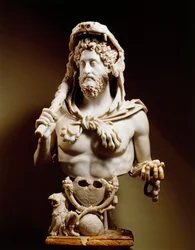 Kaiser Commodus mit Herkules-Symbolen, Marmorstatue, vom Esquilin-Hügel