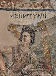 Begräbnissymposium, aus der Nekropole von Antiochia, spätes 4. Jahrhundert n. Chr. (Mosaik) (Detail)