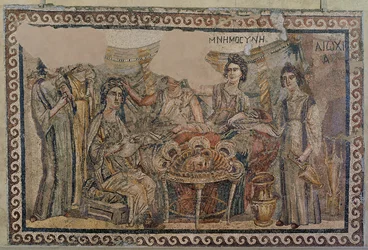 Begräbnissymposium, aus der Nekropole von Antiochia, spätes 4. Jahrhundert n. Chr.