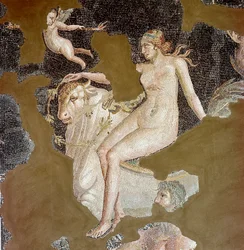 Nereide auf einem Seestier (Mosaik)