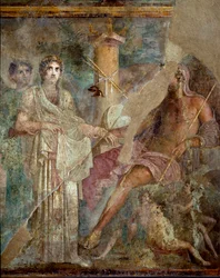 Römische Kunst: Die Hochzeit von Zeus und Hera auf dem Berg Ida. Römisches Fresko aus dem Haus des tragischen Dichters in Pompeji. 1. Jahrhundert n. Chr. Neapel, Museo Archeologico Nazionale