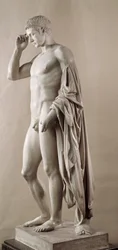 Römische Kunst: Statue des römischen Kaisers Augustus (Octavian) (63 v. Chr.-14 n. Chr.). Paris, Louvre Museum