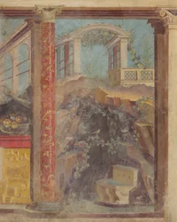 Wandmalerei aus dem Cubiculum einer Villa in Boscoreale