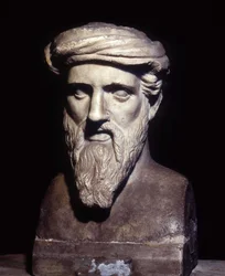Büste des Pythagoras (-6. Jahrhundert), griechischer Philosoph und Mathematiker, Kapitolinische Museen, Rom
