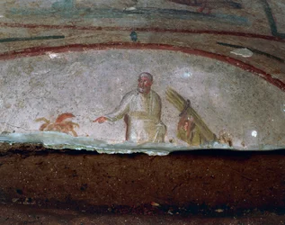 Dekoratives Fresko, Katakomben von Priscilla, Rom (Unesco-Welterbeliste)
