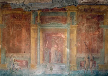 Fresko, das Iphigenie in Tauris darstellt, Haus des Pinarius Cerialis, Pompeji (Unesco-Weltkulturerbe), Kampanien, Italien, römische Zivilisation