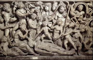 Prometheus erschafft den ersten Menschen (Sarkophag mit Darstellung des Mythos von Prometheus)
