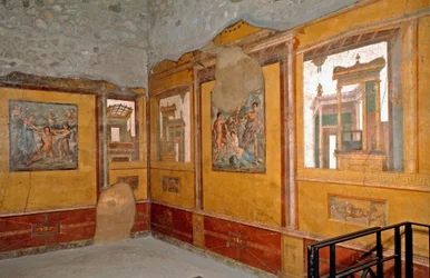 Römische Kunst: Ansicht des gelben Raums des Hauses der Brüder Vettii, Casa dei Vettii