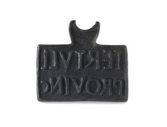 Römischer Stempel zur Kennzeichnung von Produkten oder Eigentum, aus Cramond, Midlothian, 140-211 n. Chr.