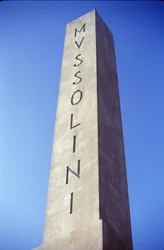 Rom Foro Italico. Überblick über den Obelisken, der Mussolini gewidmet ist.