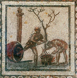 Teeren der Fässer (Mosaik)