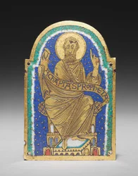 Plakette: Sitzender Prophet von einem Reliquienschrein: Achapias