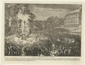 Feuerwerk im Palastgarten, 1686; Castrum Triumphi Lucens et Ardens (Titel auf dem Objekt); Einzug Leopolds I. in Brüssel nach dem Sieg über die Türken, 1686 (Serientitel)