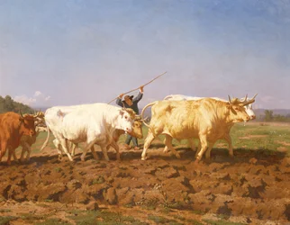Pflügen im Nivernais, 1850, Detail von 60149