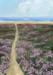 Lila Blumen am Strandweg