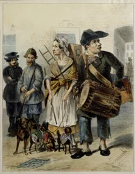 Ein Diener führt die Hunde aus, 1843