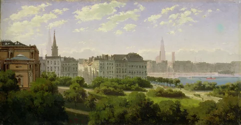 Die Hamburger Kunsthalle und die Wallanlagen am Glockengießerwall, 1875