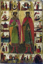 Die Heiligen Boris und Gleb, 14. Jahrhundert