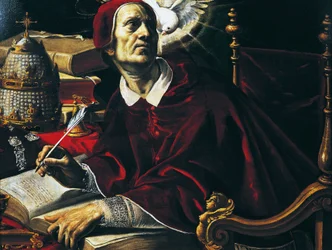 Heiliger Gregor der Große, Gemälde von Rutilio Manetti (1571-1639), Öl auf Leinwand, 67x89 cm, Italien