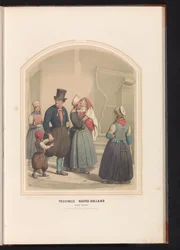 Klederdracht van eiland Marken in Noord-Holland, 1857