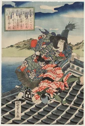 Arashi Rikan II als Inuzuka Shino Moritaka und Nakamura Utaemon III als Inukai Kenpachi Michinobu im Kampf (aus der Serie Die acht Helden des Satomi-Clans)