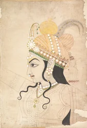 Kopf von Krishna: Cartoon für ein Wandgemälde der Raslila, ca. 1800