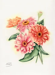 Lebendiger Zinnienstrauß