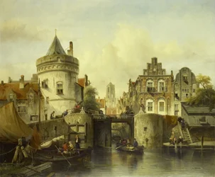 Imaginäre Ansicht basierend auf der Kolksluis, Amsterdam