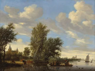 Flusslandschaft mit Fähre, 1649