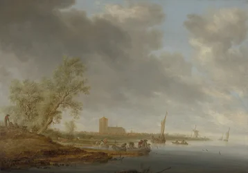 Flusslandschaft mit Blick auf Naarden, 1642