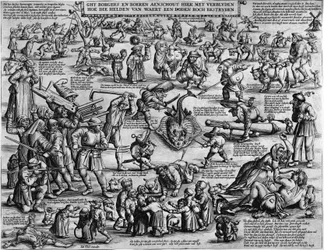 Ghy borgers en boeren aenschout hier met verblyden hoe die helden van waert een doden roch bestryden