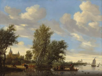 Flusslandschaft mit Fähre