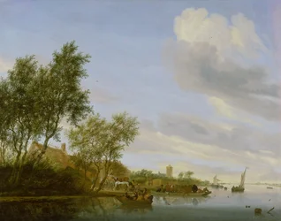Flusslandschaft mit einer Fähre