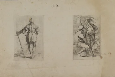 (Figurenserie) Rückansicht eines helmtragenden Mannes, stehend