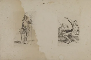 (Figurenserie) Helmträger mit verziertem Speer/Axt